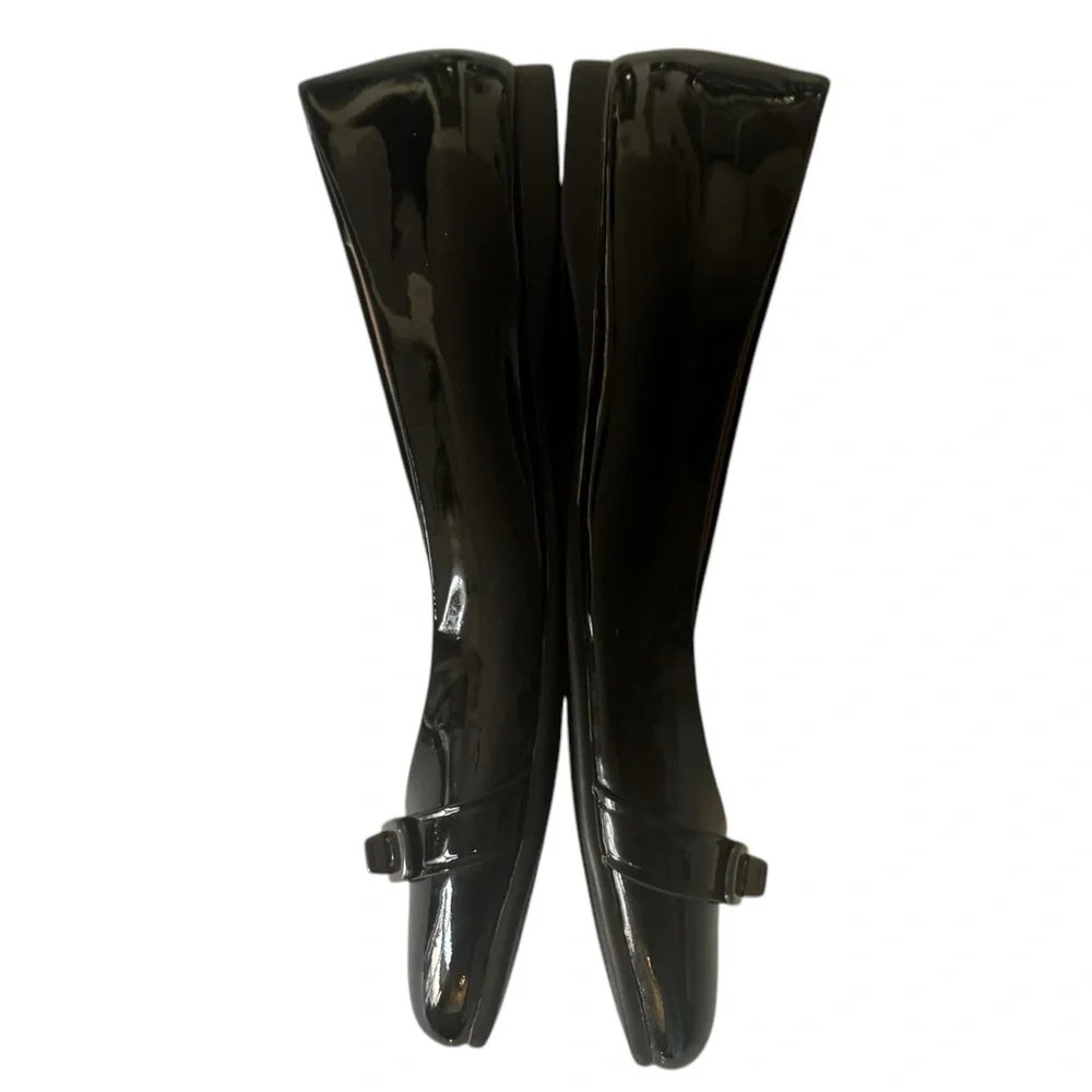 COACH Oswald Black Patent Leather Ballerina Flats with Metal Buckle Accent. - Picture 11 of 12